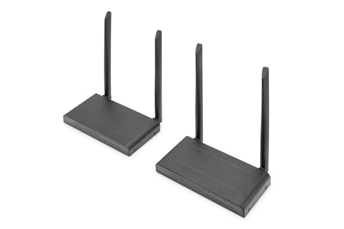 DIGITUS Wireless HDMI KVM Extender Set - Reichweite bis 150 m - UltraHD 4k/30Hz - Punkt-zu-Punkt - HDMI Loop Out - IR-Übertragung - schwarz von DIGITUS