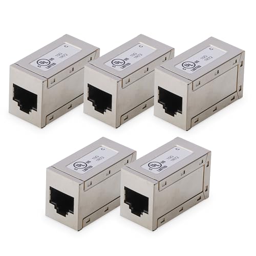 DIGITUS at-AG 8/8 C6S – RJ45 Kupplung Cat 6 – 5 Stück – LAN Kabel Verlängerung – Cat6 Netzwerkkabel Verbinder – PoE Kompatibel – Modulare Kupplung – Für Switch, DSL, Modem, Router, PC – Silber von DIGITUS