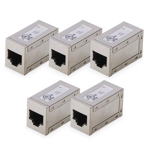 DIGITUS at-AG 8/8 C6S – RJ45 Kupplung Cat 6 – 5 Stück – LAN Kabel Verlängerung – Cat6 Netzwerkkabel Verbinder – PoE Kompatibel – Modulare Kupplung – Für Switch, DSL, Modem, Router, PC – Silber DIGITUS at-AG 8/8 C6S – RJ45 Kupplung Cat 6 – 5 Stück – LAN Kabel Verlängerung – Cat6 Netzwerkkabel Verbinder – PoE Kompatibel – Modulare Kupplung – Für Switch, DSL, Modem, Router, PC – Silber von DIGITUS