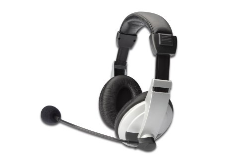 DIGITUS geschlossenes Stereo Multimedia Headset - verstellbares Mikrofon - integrierter Lautstärkeregler - 2X 3,5mm Klinkenanschluss - 1,8m Kabellänge - schwarz/grau von DIGITUS