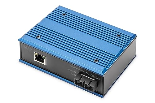 DIGITUS industrieller Gigabit Medien Konverter - 1x RJ45, 1x SC-Duplex 850nm - Multimode Dual Faser - 0,5 km Reichweite - 10/100/1000 Mbps - Hutschienenmontage - schwarz/blau DIGITUS industrieller Gigabit Medien Konverter - 1x RJ45, 1x SC-Duplex 850nm - Multimode Dual Faser - 0,5 km Reichweite - 10/100/1000 Mbps - Hutschienenmontage - schwarz/blau von DIGITUS