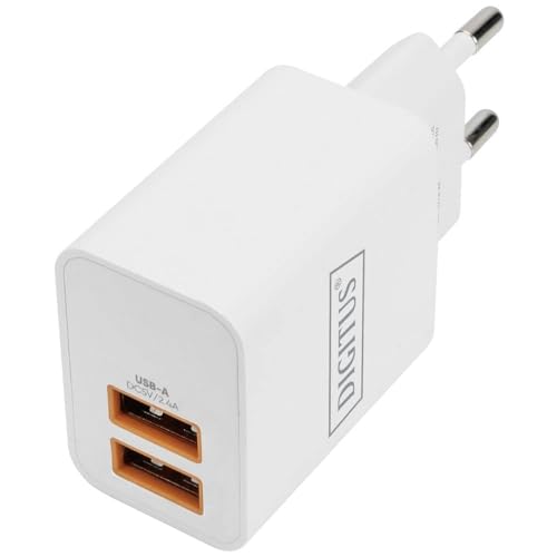 DIGITUS Universal Ladegerät 15,5 W – 2-Port USB-A – Netzteil für iPhone, iPad, Samsung Galaxy, Pixel, Xiaomi, Motorola, Huawei, Sony, LG, HTC – Weiß DIGITUS Universal Ladegerät 15,5 W – 2-Port USB-A – Netzteil für iPhone, iPad, Samsung Galaxy, Pixel, Xiaomi, Motorola, Huawei, Sony, LG, HTC – Weiß von DIGITUS