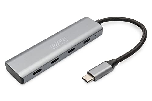 Digitus DA-70246 4 Port USB 3.1 Gen 1-Hub mit Aluminiumgehäuse Dunkelgrau von DIGITUS