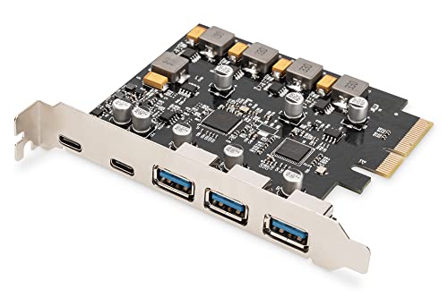 DIGITUS PCIe USB-Erweiterungskarte - 2X USB-C - 3X USB A - USB 3.1 Gen2-10 Gbps Datenübertragungsrate - ohne Treiber - Plug & Play DIGITUS PCIe USB-Erweiterungskarte - 2X USB-C - 3X USB A - USB 3.1 Gen2-10 Gbps Datenübertragungsrate - ohne Treiber - Plug & Play von DIGITUS