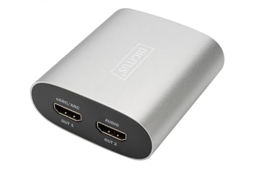 Digitus HDMI eARC Konverter/Extraktor, 0,5 m Micro USB-Kabel, Aluminumgehäuse, Grau von DIGITUS