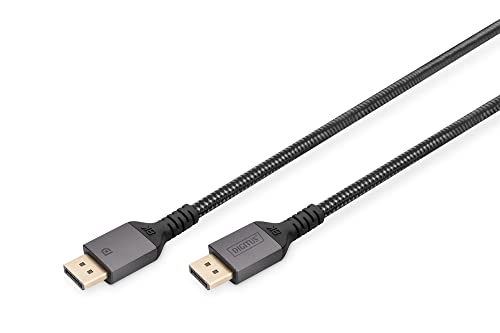 Digitus PREMIUM DP1.4 Kabel DP to DP 8K/60Hz, 1m Aluminumgehäuse,Gold plated, Unterstützt 8K/60HZ von DIGITUS