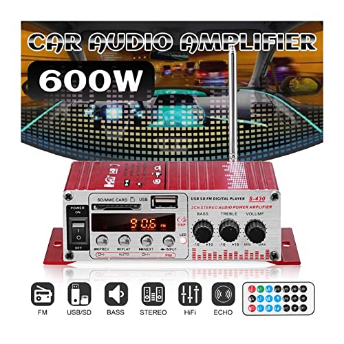 DIGNIFE Audioverstärker, S430 600W 2.0CH. Auto HiFi Audio-Verstärker LCD Power Amplificador Radio Car Home Karaoke-Lautsprecher anzeigen FM USB SD.(12V Adapter for Home) von DIGNIFE