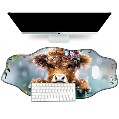 DIGTIALL Baby-Highland-Kuh-Blumen-Motiv, großes Mauspad für Schreibtisch, Gummiunterseite, Mauspad mit genähten Kanten, große Schreibtischunterlage für Arbeit, Spiel, Büro, Zuhause DIGTIALL Baby-Highland-Kuh-Blumen-Motiv, großes Mauspad für Schreibtisch, Gummiunterseite, Mauspad mit genähten Kanten, große Schreibtischunterlage für Arbeit, Spiel, Büro, Zuhause von DIGTIALL