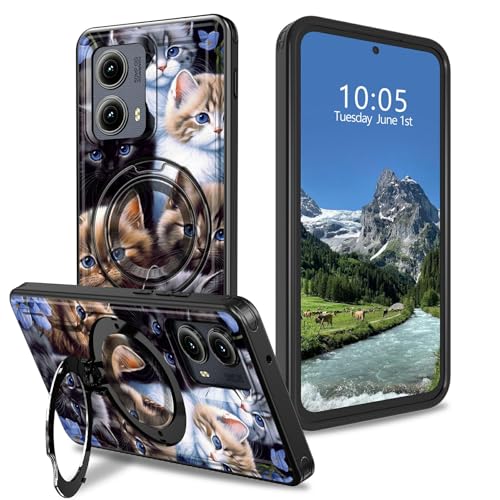 DIGTIALL Schutzhülle für Motorola Moto Edge 5G 2024, 16,8 cm (6,6 Zoll), mit Ständer, niedliches Katzen-Motiv, Hybrid-Schutzhülle, doppellagig, stoßfest von DIGTIALL
