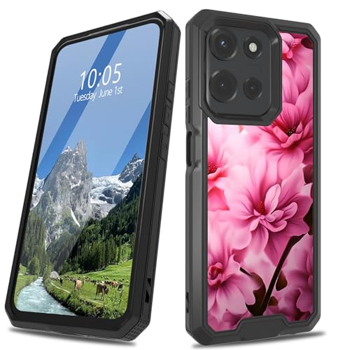 DIGTIALL Schutzhülle für Motorola Moto G 5G 2025 für Herren und Damen, für Moto G 5G 2025, zweilagig, strapazierfähig, stoßfest, robust, Schutzhülle für Moto G 5G 2025, rosa Blumen von DIGTIALL