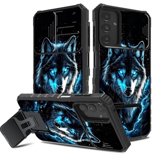 DIGTIALL Schutzhülle für Samsung Galaxy A16 5G, 17 cm (6,7 Zoll), mit Kamera-Abdeckung und Ständer, Hybrid-Schutzhülle, doppellagig, stoßfest, Ständer, Schutzhülle für Samsung A16 5G, blaue Augen von DIGTIALL
