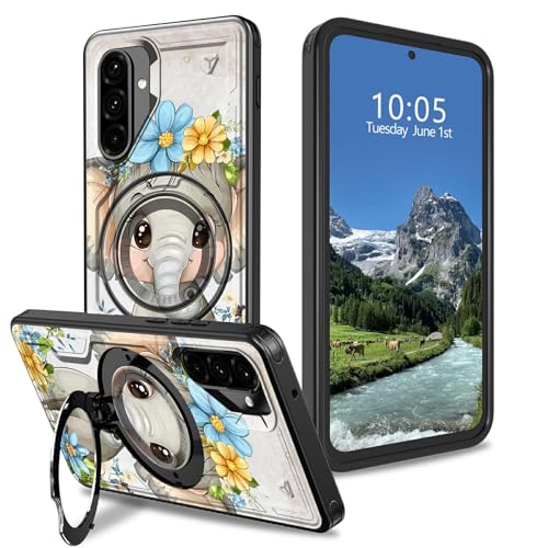 DIGTIALL Schutzhülle für Samsung Galaxy A36 5G 16,8 cm (6,6 Zoll), mit Ständer, Blume, Elefant, Hybrid, zweilagig, stoßfest, Schutzhülle für Samsung A36 5G von DIGTIALL