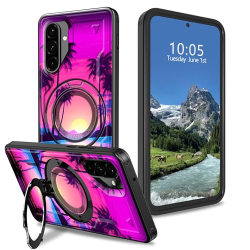 DIGTIALL Schutzhülle für Samsung Galaxy A36 5G 16,8 cm (6,6 Zoll), mit Ständer, Sonnenuntergang, Palmen, Hybrid-Hülle, doppellagig, stoßfest, Schutzhülle für Samsung A36 5G von DIGTIALL