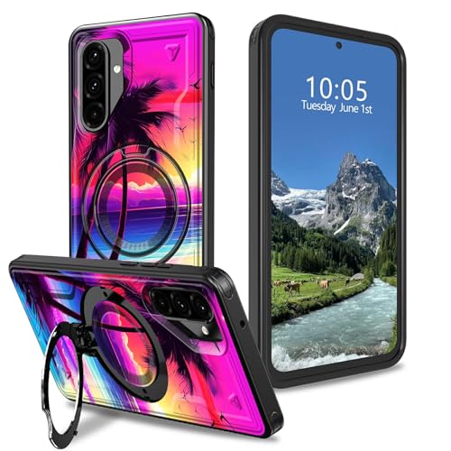 DIGTIALL Schutzhülle für Samsung Galaxy A36 5G 16,8 cm (6,6 Zoll), mit Ständer, tropische Palmen, Hybrid-Hülle, doppellagig, stoßfest, Schutzhülle für Samsung A36 5G von DIGTIALL