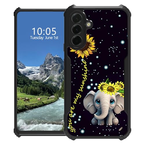 DIGTIALL Schutzhülle für Samsung Galaxy A36 5G für Galaxy A36 5G, schlanke Hybrid-Acryl-Rückseite + weicher TPU-Stoßdämpfer, stoßfeste Schutzhülle für Samsung A36 5G, Elefanten-Sonnenblume von DIGTIALL