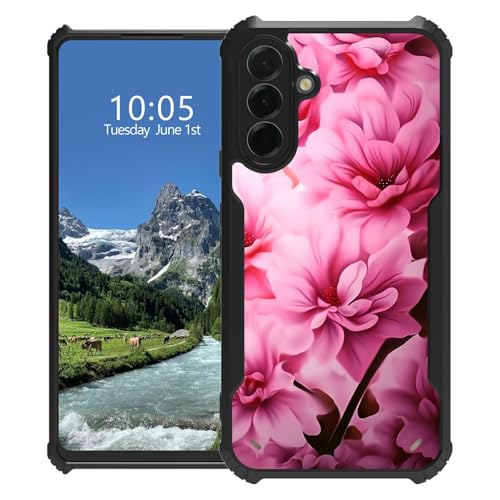 DIGTIALL Schutzhülle für Samsung Galaxy A36 5G für Galaxy A36 5G, schlanke Hybrid-Acryl-Rückseite + weicher TPU-Stoßdämpfer, stoßfeste Schutzhülle für Samsung A36 5G, rosa Blumen von DIGTIALL