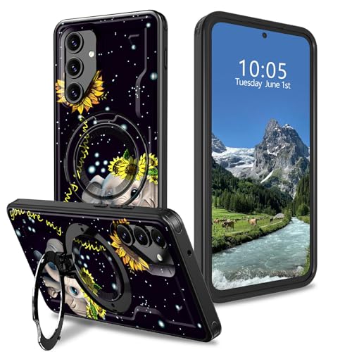 DIGTIALL Schutzhülle für Samsung Galaxy S23 FE 6,4 Zoll (6,4 Zoll), mit Ständer, Elefanten-Sonnenblumen-Motiv, Hybrid-Hülle, doppellagig, stoßfest, Schutzhülle für Samsung S23 FE von DIGTIALL