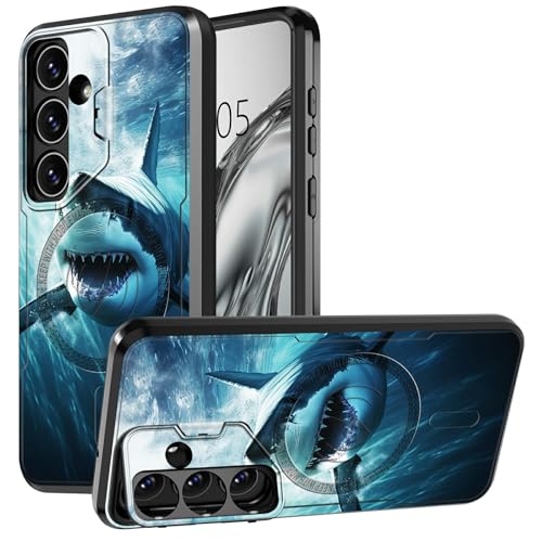 DIGTIALL Schutzhülle für Samsung Galaxy S25 Plus/S24 Plus mit Ständer und Kamera-Abdeckung für Galaxy S25 Plus/S24 Plus, mit zweilagiger, strapazierfähiger, stoßfester Magsafe-Schutzhülle, Hai im DIGTIALL Schutzhülle für Samsung Galaxy S25 Plus/S24 Plus mit Ständer und Kamera-Abdeckung für Galaxy S25 Plus/S24 Plus, mit zweilagiger, strapazierfähiger, stoßfester Magsafe-Schutzhülle, Hai im von DIGTIALL