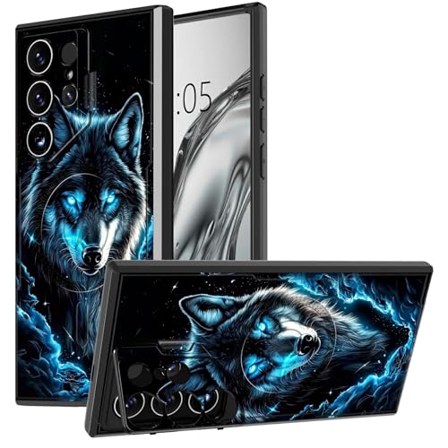 DIGTIALL Schutzhülle für Samsung Galaxy S25 Ultra mit Ständer und Kamera-Abdeckung für Galaxy S25 Ultra, mit zweilagiger, strapazierfähiger, stoßfester Magsafe-Schutzhülle, blaue Augen, Wolf DIGTIALL Schutzhülle für Samsung Galaxy S25 Ultra mit Ständer und Kamera-Abdeckung für Galaxy S25 Ultra, mit zweilagiger, strapazierfähiger, stoßfester Magsafe-Schutzhülle, blaue Augen, Wolf von DIGTIALL