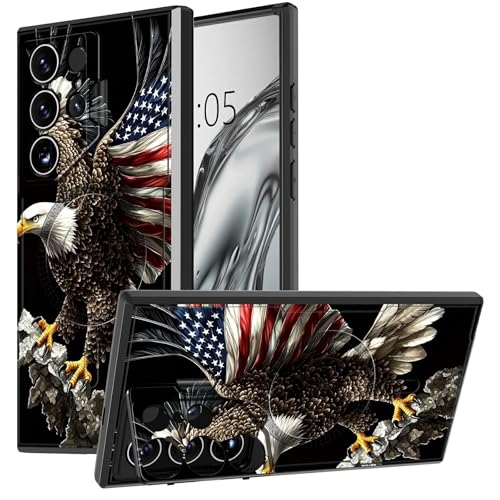DIGTIALL Schutzhülle für Samsung Galaxy S25 Ultra mit Ständer und Kamera-Abdeckung für Galaxy S25 Ultra mit Magsafe, doppellagig, strapazierfähig, stoßfest, fliegender Adler mit Flagge DIGTIALL Schutzhülle für Samsung Galaxy S25 Ultra mit Ständer und Kamera-Abdeckung für Galaxy S25 Ultra mit Magsafe, doppellagig, strapazierfähig, stoßfest, fliegender Adler mit Flagge von DIGTIALL