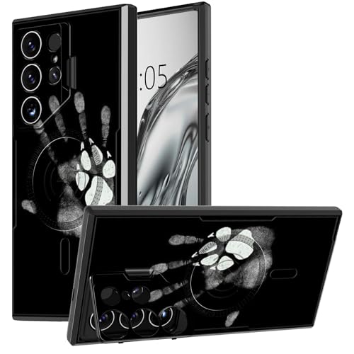 DIGTIALL Schutzhülle für Samsung Galaxy S25 Ultra mit Ständer und Kamera-Abdeckung für Galaxy S25 Ultra mit Magsafe zweilagiger, strapazierfähiger, stoßfester Schutzhülle, Hundepfotenabdrücke auf den DIGTIALL Schutzhülle für Samsung Galaxy S25 Ultra mit Ständer und Kamera-Abdeckung für Galaxy S25 Ultra mit Magsafe zweilagiger, strapazierfähiger, stoßfester Schutzhülle, Hundepfotenabdrücke auf den von DIGTIALL