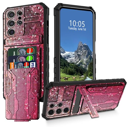 DIGTIALL Schutzhülle für Samsung Galaxy S25 Ultra mit abnehmbarem Halter, Kreditkartenfach und Ständer, rosa Glitzer-Thema, zweilagig, strapazierfähig, stoßfest DIGTIALL Schutzhülle für Samsung Galaxy S25 Ultra mit abnehmbarem Halter, Kreditkartenfach und Ständer, rosa Glitzer-Thema, zweilagig, strapazierfähig, stoßfest von DIGTIALL