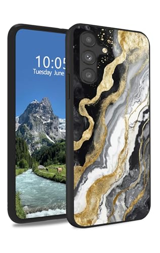 DIGTIALL TPU Cover für Samsung Galaxy S24 FE, Slim Black Soft TPU Silikon Schutz Stoßfest rutschfest Schutzhülle für Damen Herren für Samsung S24 FE,Schwarz Gold Marmor von DIGTIALL