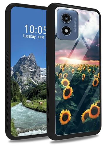 Sonnenblumen-Schutzhülle aus gehärtetem Glas für Motorola Moto G Play 5G 2024, 16,8 cm (6,6 Zoll), weiches TPU-Stoßdämpfer, modisch, für Herren und Damen, stoßfeste Schutzhülle für Moto G Play 5G 2024 von DIGTIALL