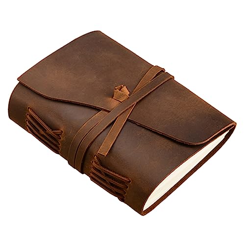 DIKACA 1 Stück Retro-Notizbuch Geschäft Tagebuchnotiz Business Notebook hochwertiges notizbuch Notizblöcke aus Leder Notizbuch aus Kunstleder Notizbilder Rindsleder Brown von DIKACA