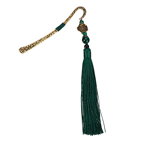 DIKACA 1 Stück Vintage Quaste Lesezeichen Drachen-Lesezeichen kleine Quasten Schlüssel Buchmarken bookmarks book marks Praktisches Lesezeichen Quasten-Lesezeichen Polyester Green von DIKACA