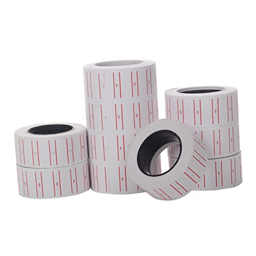 DIKACA 10 Rollen Preisschild Etikettenpapier Farbstreifen Mit Selbstklebendem Rot Weißem Klebeband Aufkleber Etiketten Preisetikett von DIKACA