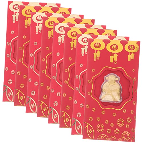 DIKACA 10 Stück Des Reichtums Roter Umschlag Mondjahr Roter Umschlag Frühlingsfest Neujahrsumschläge Jahr Geldumschlag 2023 Glückliche Geldumschläge Für Rote Tasche Mond- Gold Blatt von DIKACA