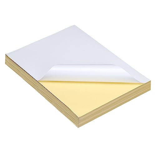 DIKACA 100 Stück A4 Schreibmaschinenpapier Beschichtet Glänzend Leer Briefpapier Etikett Aufkleber Aus Papier Selbstklebendes Schreibpapier Selbstklebendes Druckpapier Weiß von DIKACA