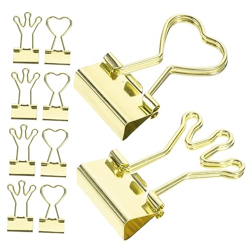 DIKACA 10Stücke Dekorative Büroklammern Mit Langem Multifunktionale Binder Clips Für Heften Und Organisieren Von Unterlagen Und Kronenform Goldfarben von DIKACA