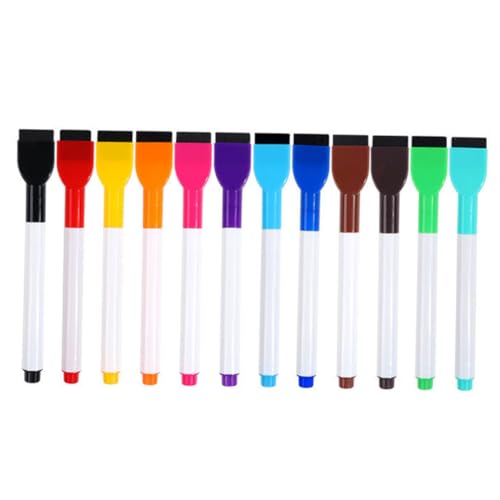 DIKACA 12 Stück Farbiger Whiteboard-Stift bunt Vielfalt Weiß Markierungen malen Farbe Textmarker Trockenlöscher mit Radiergummi Trocken abwischbare Stifte für das Klassenzimmer Filzbürste DIKACA 12 Stück Farbiger Whiteboard-Stift bunt Vielfalt Weiß Markierungen malen Farbe Textmarker Trockenlöscher mit Radiergummi Trocken abwischbare Stifte für das Klassenzimmer Filzbürste von DIKACA