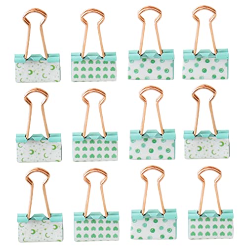 DIKACA 12 Stück Schwalbenschwanzclip mit langem pinsetette klampen Büroklammern Papierklammern papierklemmen dip clip klemmbausteine Dateiklemme Clips für Datei Metall Green von DIKACA