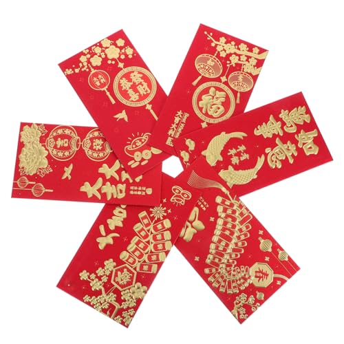 DIKACA 18 Stück Dreidimensionale Rote Umschläge Kleine Muster Dekorationstaschen Roter Umschlag Zum Neujahrsfest Roter Umschlag Hochzeitsumschlag Produkt Chinesisches Neujahr von DIKACA