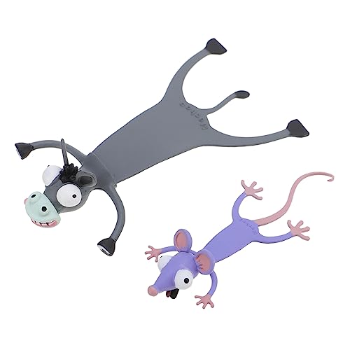 DIKACA 2 Stück 3D-Stereo-Lesezeichen Mini 3D-Tier-Lesezeichen 3D-Cartoon-Lesezeichen animal marking tierische bescherung D Tier Schreibwaren tierische Lesezeichen Schüler-Lesezeichen PVC von DIKACA