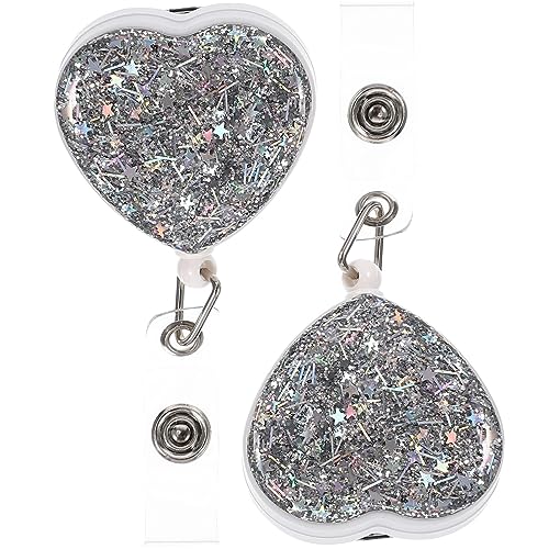 DIKACA 2 Stück Abzeichen scrollen id card holder id holder Odorloser Ausweishalter Silberner Badge-Clip Schlüssel Clips dekorative Kartenschnallen entzückende Abzeichenhalter Abs Silver von DIKACA