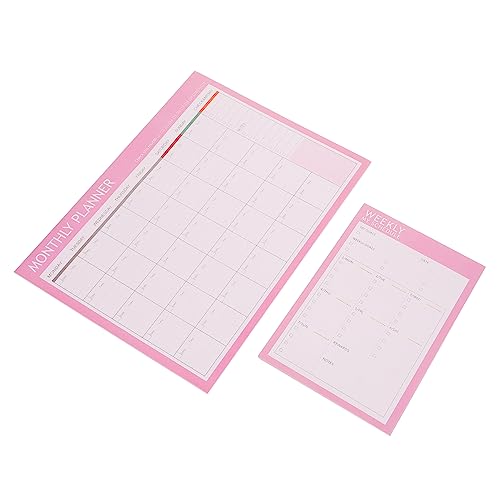 DIKACA 2 Stück Planungsbuch Notizbuch täglich wöchentlich Notizblock Monatsplaner klein studienplaner schülerplaner tagesplan schülerkalender Wochenplaner Desktop-Planungspad Papier Rosa von DIKACA