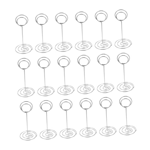DIKACA 20Stücke Runde Namenskarten Clips Silbergraue Tischkartenhalter Für Hochzeiten Und Events Memo Clips Mit Stabilem Standfuß Desktop Ornamente Und Platzkartenhalter von DIKACA