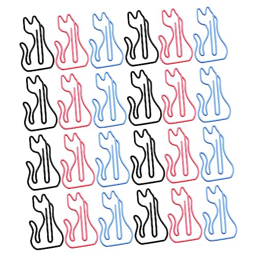 DIKACA 24 Stück Büroklammer Klammer Süß Clips Briefpapier Tiere Katze Notizen Schreibwaren Lesezeichen Katzensachen Lustig Geformt Katzendekoration Katzenklemme Papierklammern Metall von DIKACA