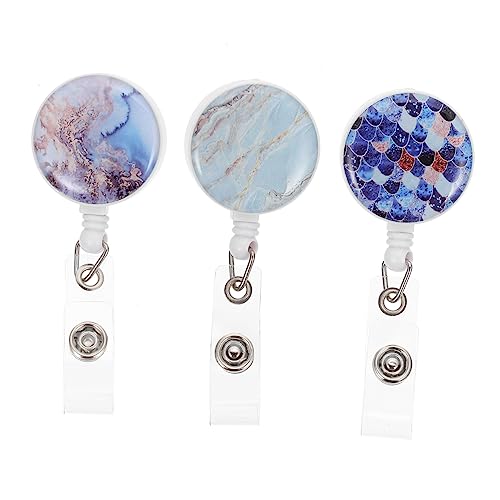 DIKACA 3 Stück Einfach zu ziehendes Abzeichen kartenclip karten clip Ausweisclip key chain Abzeichenrolle Namensschildhalter mit Clip für Kartenhüllenrollen Abzeichen Rollen Plastik Blue von DIKACA