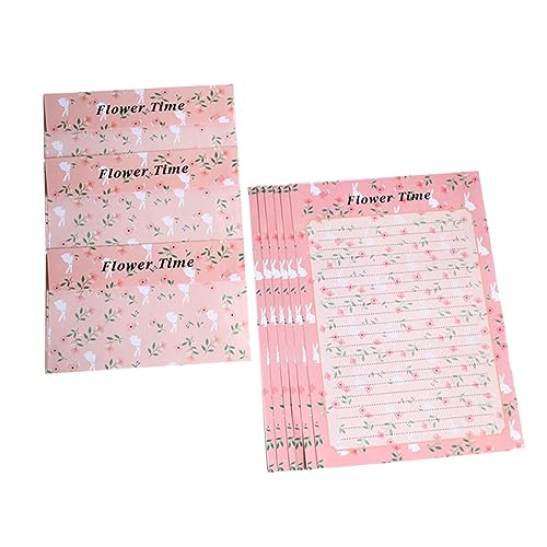 DIKACA 36 Stück Briefpapier Mit Umschlägen Briefpapier Zum Schreiben Von Blumen Gruß Mini Schreibwaren Klein Bausatz Begrüßungskartenumschläge Stationärer Umschlag Rosa von DIKACA
