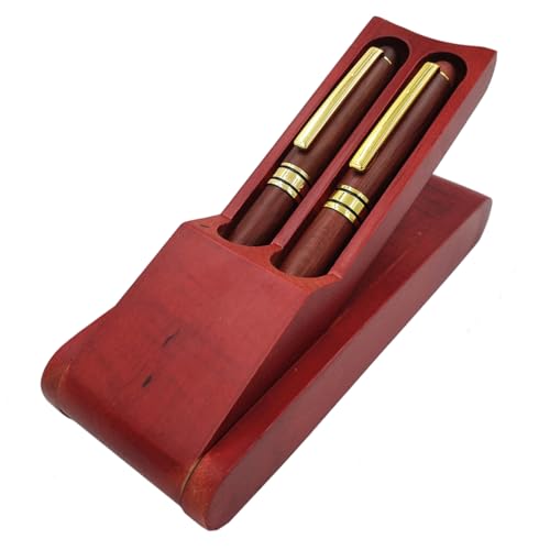DIKACA 3Stücke Elegante Holzschreibfeder Kugelschreiber Und Stiftbox Stilvolles Bürobedarf Kit Für Ordnung Und Kreativität Für Profis von DIKACA