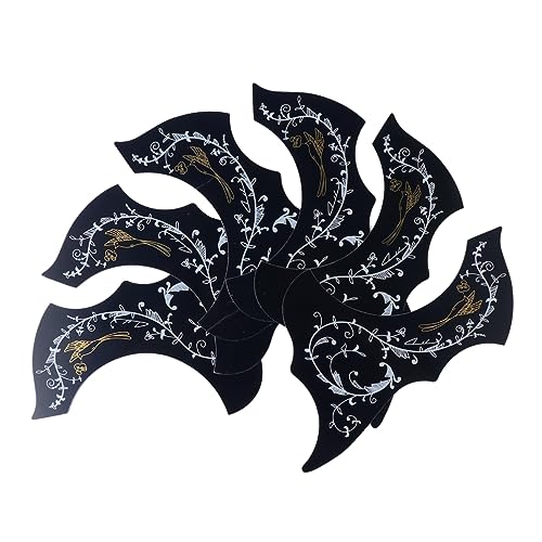 DIKACA 6 Stück Gitarrenzubehör Cool Wählen Aufkleber Schlagbrett Für Gitarre Pickguard in Kommaform Schlagbrett Für 40/41 Zoll Akustikgitarre Black Haustiermaterial von DIKACA