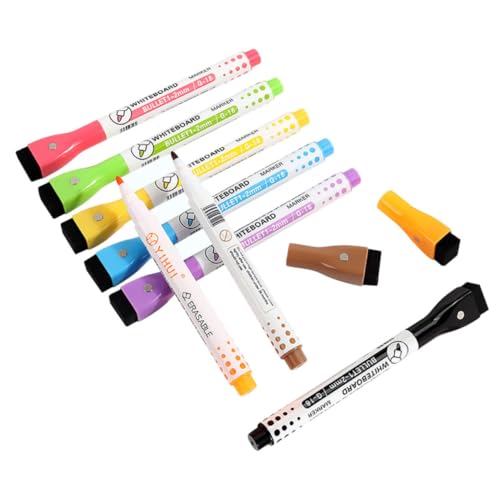 DIKACA 8 Stück Magnetische Whiteboard Stifte Magnetische Anzeigetafel Radiergummis Etiketten Magnetische Whiteboard Marker Pastellfarben Magnetische Trocken Abwischbare Textmarker von DIKACA
