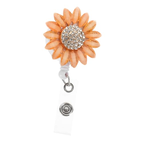 DIKACA Abzeichen-clip Halter Versenkbar Id-tag-halter Bequemer Abzeichenhalter Namensschildrolle Drehbarer Ausweisclip Krankenschwester Abzeichenrolle Brustkartenclips Orange Strasssteine von DIKACA