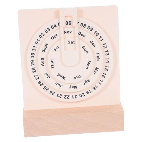 DIKACA Hölzerner Perpetual Kalender Handbuch Rotatable Diskalendar Für Schreibtisch Simpel Für Die Verwendung Von Home Decoration Office Und Einzigartiger Gegenwart Daily Flip Calender von DIKACA