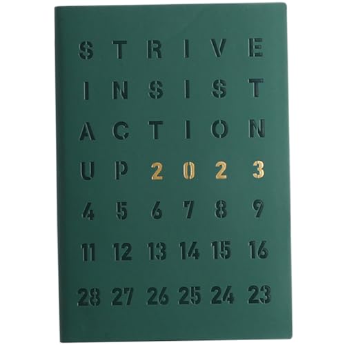 DIKACA Notizbuch 2023 Studienplaner Schulplaner planer monat tabs Kalender-Notizbuch Unterlage Tag büromaterial bürogadges daily planer Pläne Zeitplaner Täglicher Planpad Kunstleder Green von DIKACA